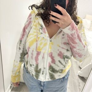 old navy tie dye cropped zip up hoodie